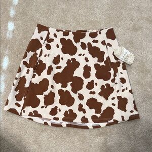 Altar'd State Brown and Cream Cow Print Mini Skirt